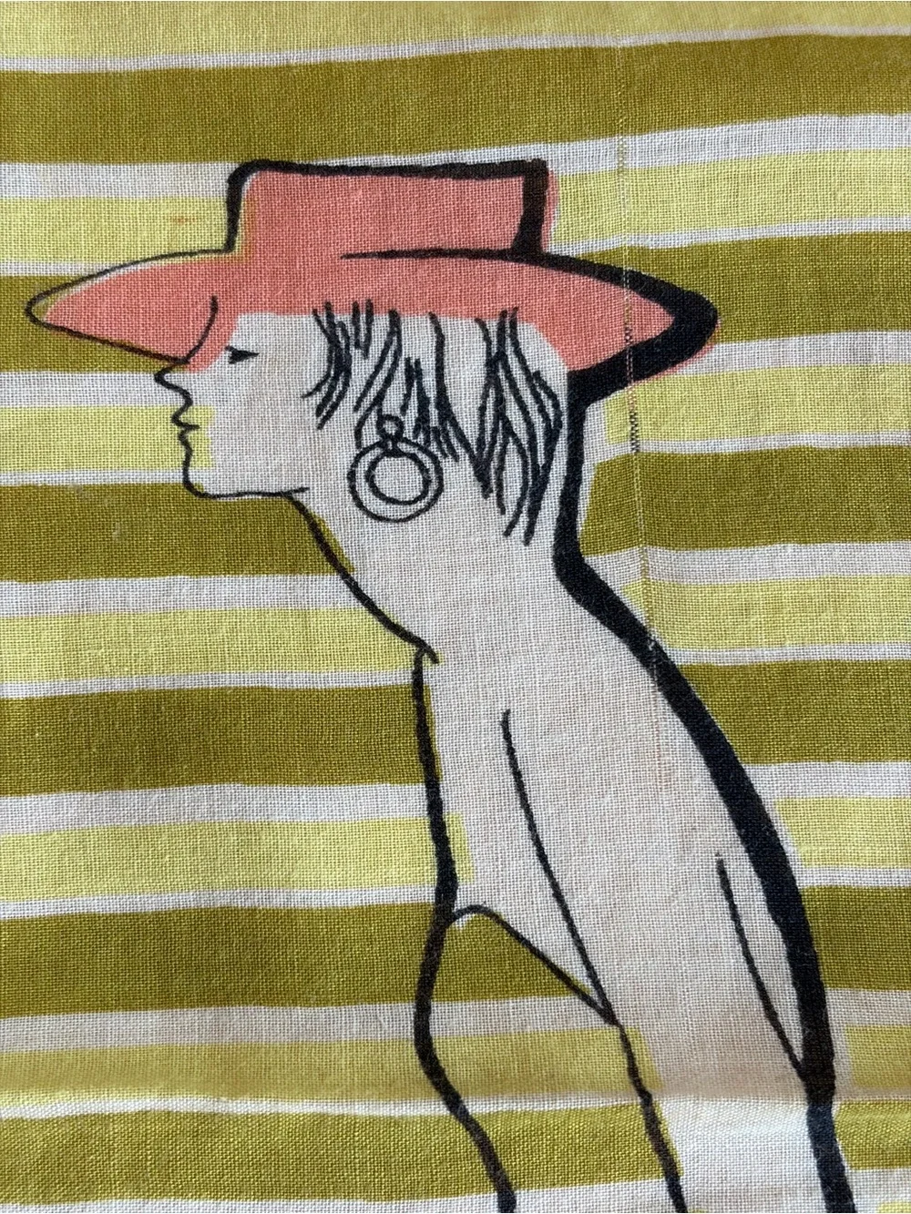 Vintage Mid-Century Whimsical Lady in a swimsuit and Graphic Fish 🐠 Beach Theme